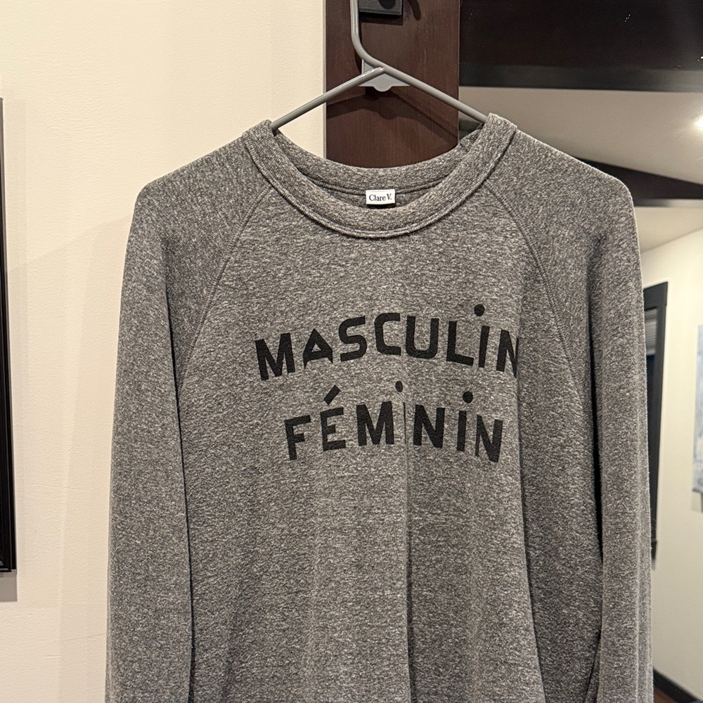 Clare V Gray Textured Sweatshirt